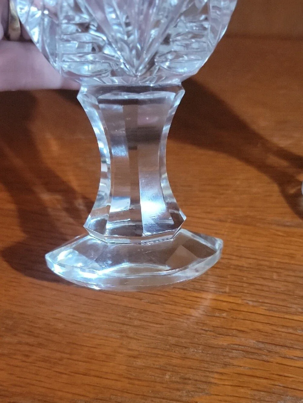 Vintage Bohemian/ Czech Cut Crystal Stemmed Salt And Pepper Shakers